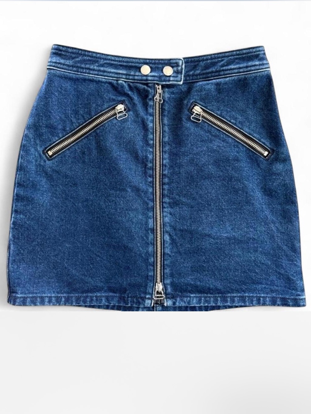rag & bone Racer Denim Mini Skirt Marcy Dark Wash Zip Front Size 25 y2k